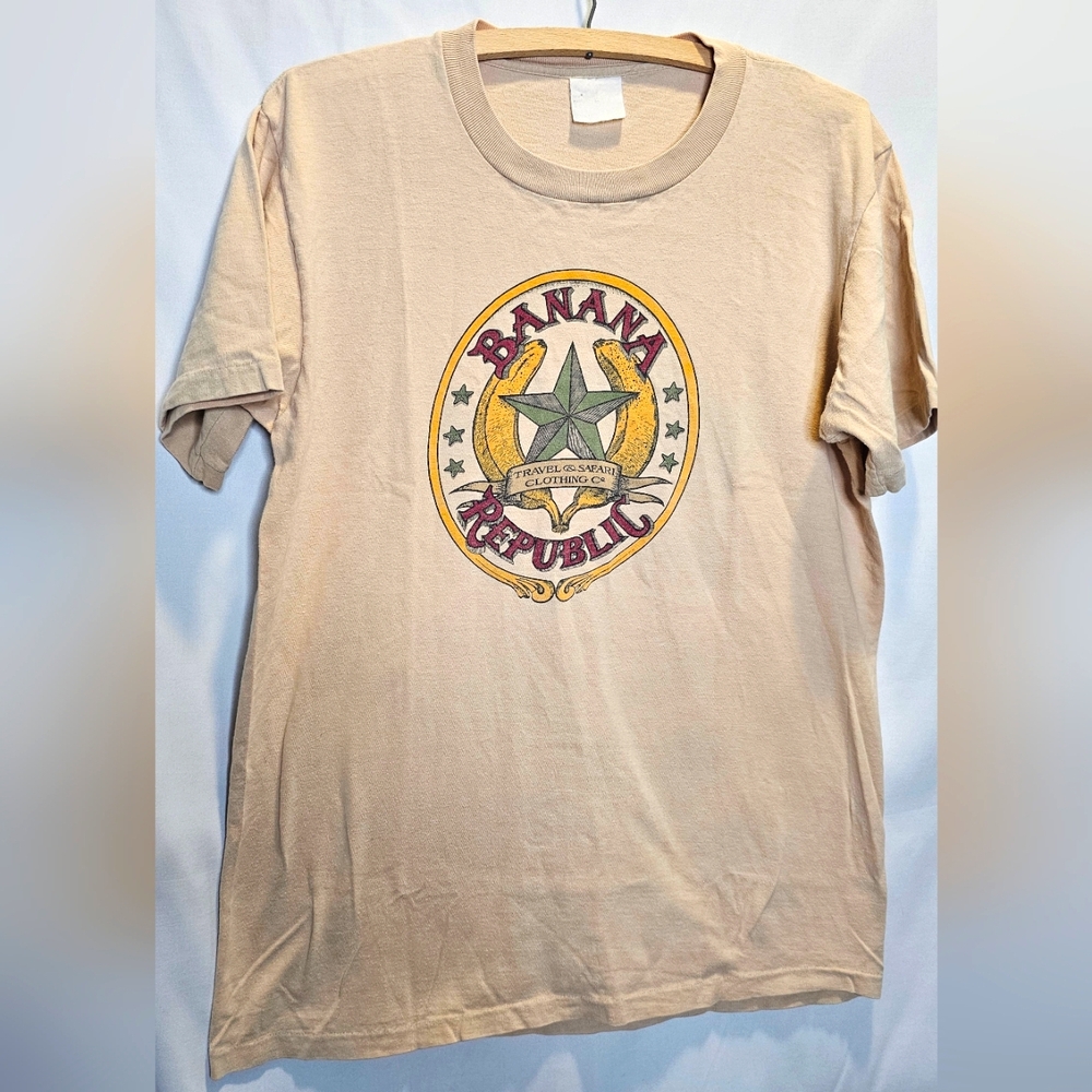 Vintage Banana Republic 80s Single Stitch Classic Big Star Logo Shirt Top